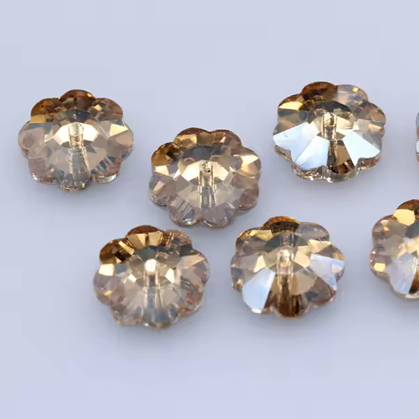 SATTAN COLOR CENTER HOLE CRSYTAL FLOWER