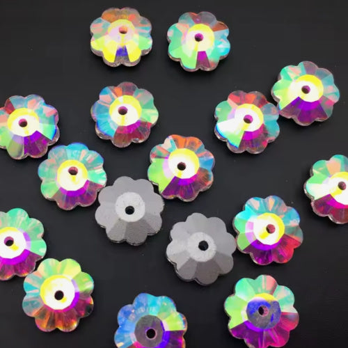 AB COLOR CENTER HOLE CRSYTAL FLOWER